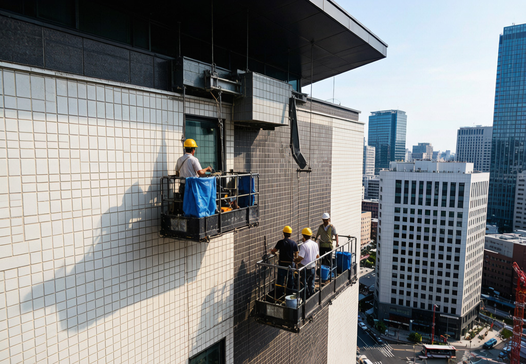 某商业中心外立面瓷砖空鼓脱落改造工程