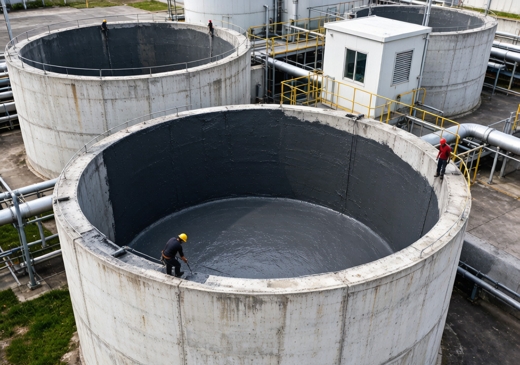 某市某污水处理厂混凝土池体整体防水施工